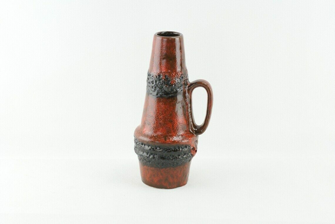 Home Decor West German Pottery   Scheurich Keramik   Fat Lava   Orange Black Drip Fat Lava Glaze   Scheurich 400 22 photo