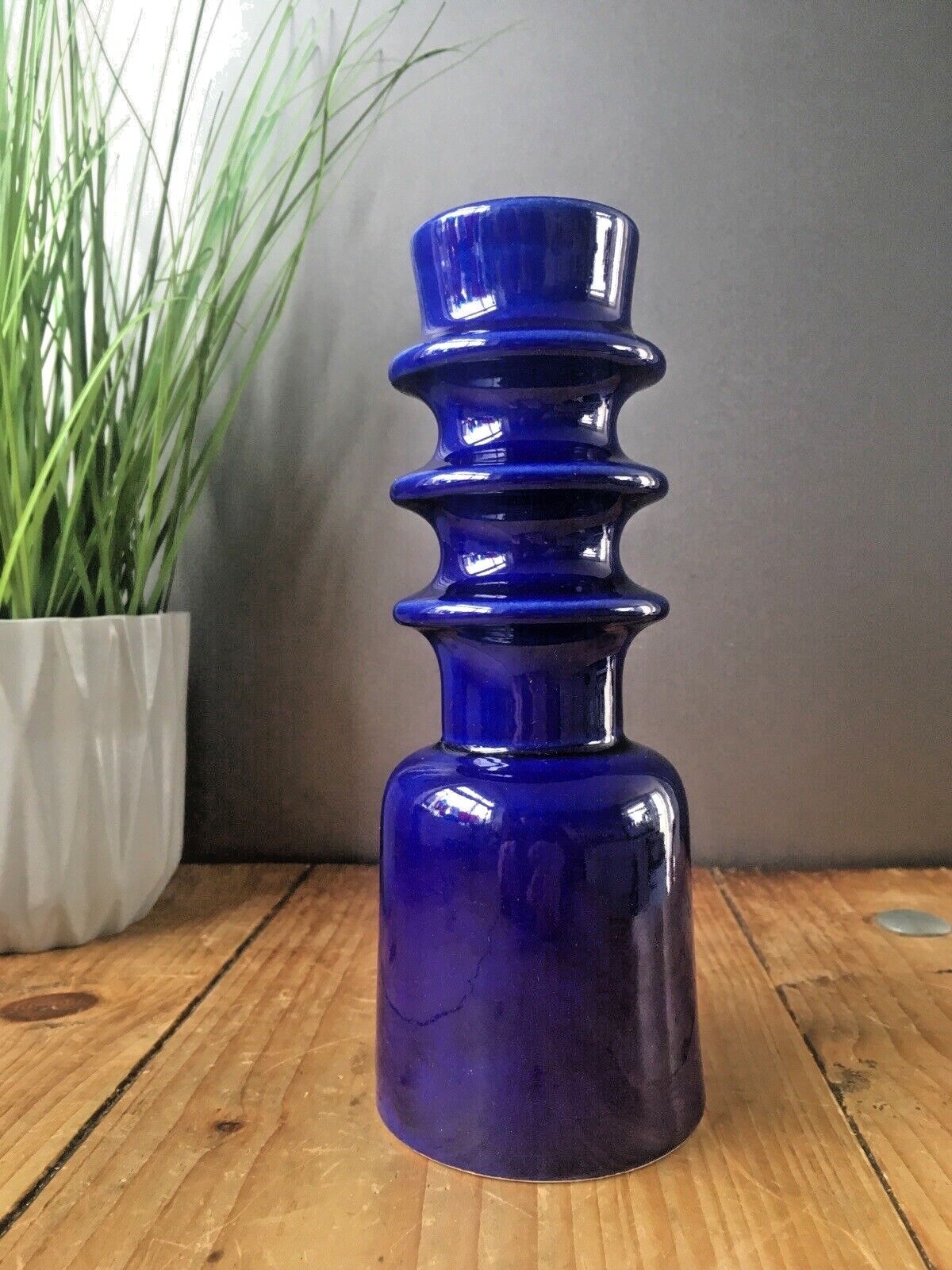 Rare Mid Century Modern 60's Hooped Scandi Style Cari Zalloni Steuler Keramik Candlestick Candle Holder 204/20 photo for sale