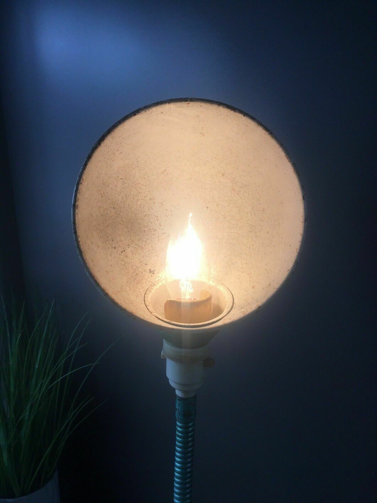 275.0 Antique Art Deco 30s Teal Green Supreme Industrial Gooseneck Scalloped Desk Lamp” photo