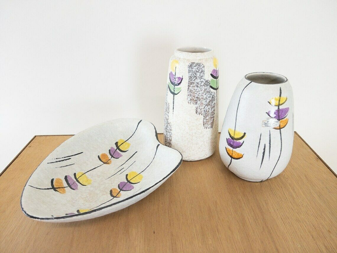 Bay Kermamik 1960s Mid Century Ceramics Vases And Bowl