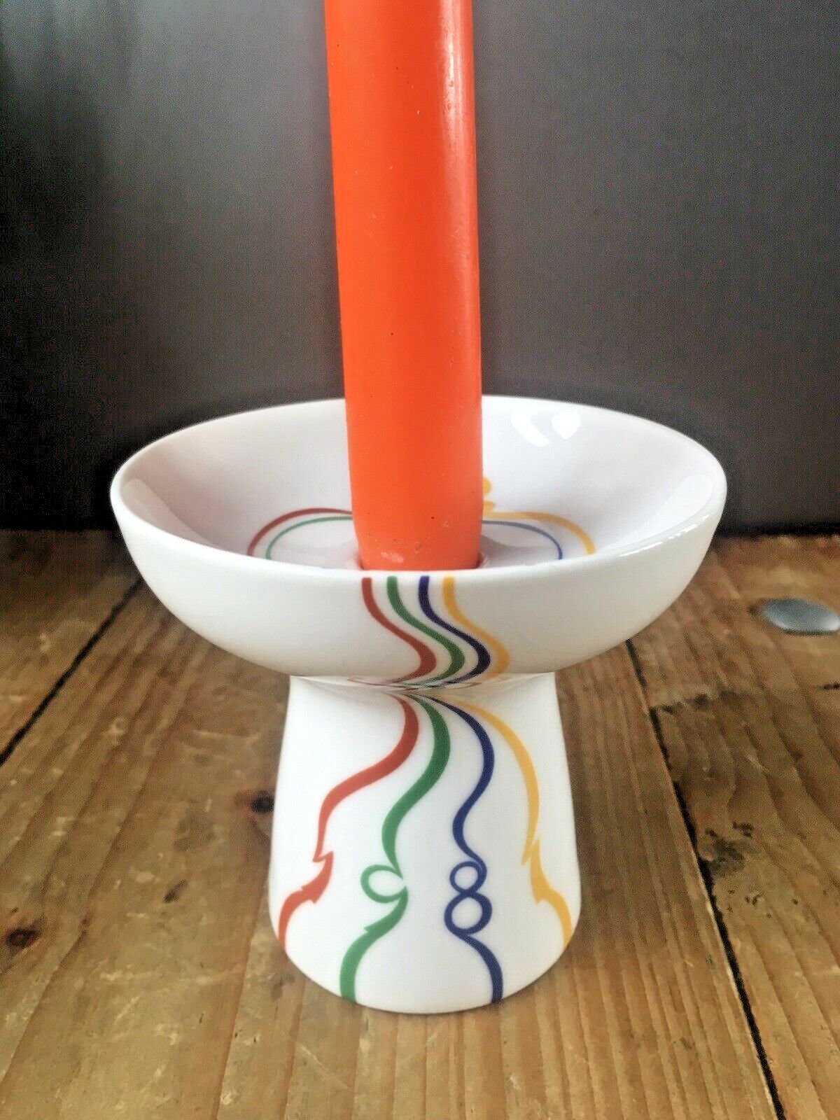 Retro 1981 Danish Royal Copenhagen Annual Candle Holder Striped Candlestick Mcm photo furniture