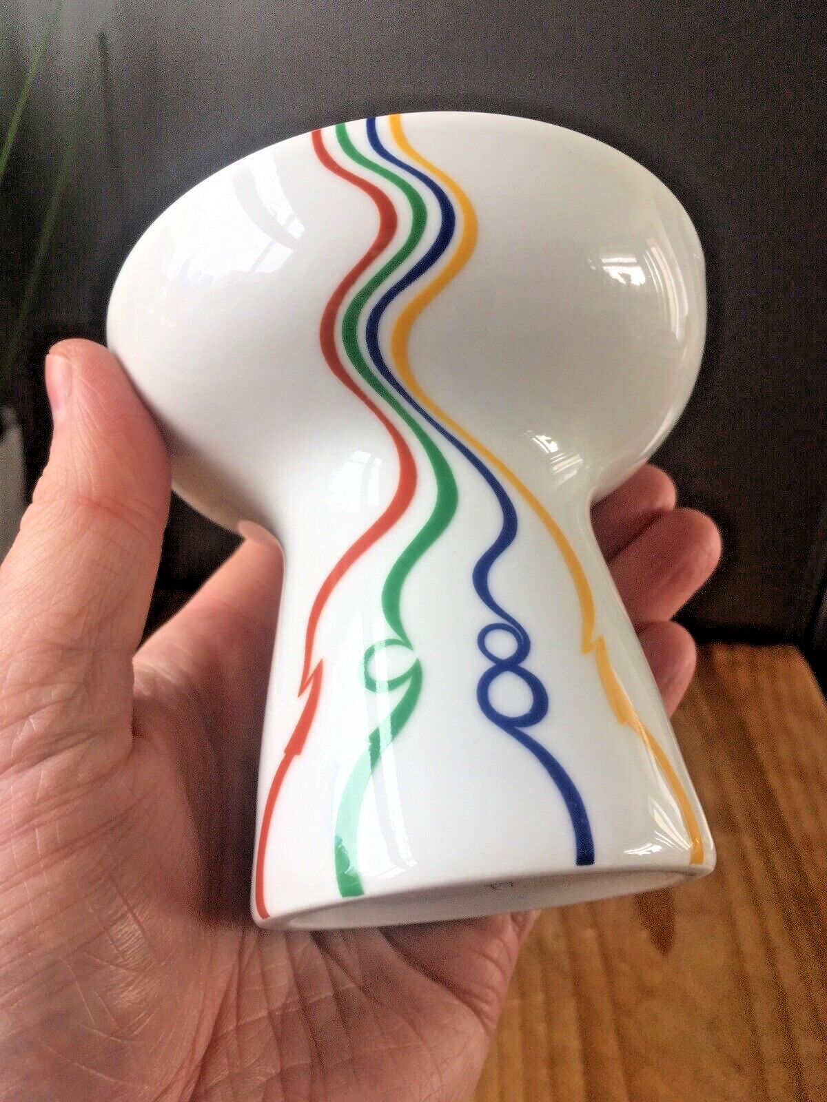 Retro 1981 Danish Royal Copenhagen Annual Candle Holder Striped Candlestick Mcm photo vintage
