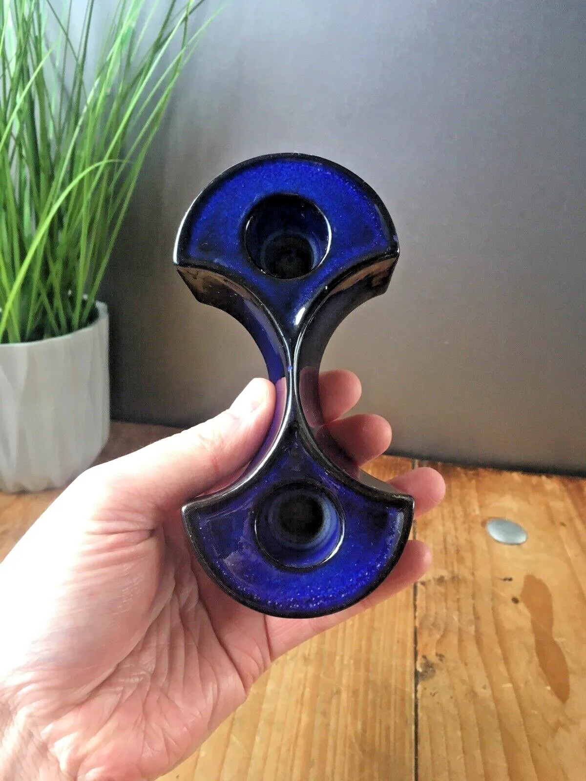 Rare Mid Century Modern 60's Cari Zalloni Steuler Keramik Twin Candlestick Candle Holder 270 photo for sale