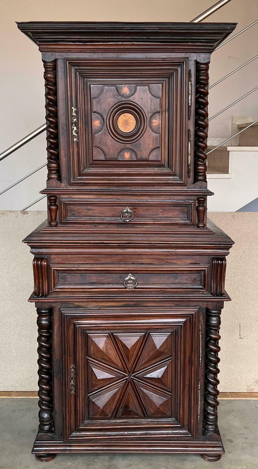 Antique 18th Century Oak Dutch Baroque Cushion Cabinet photo furniture