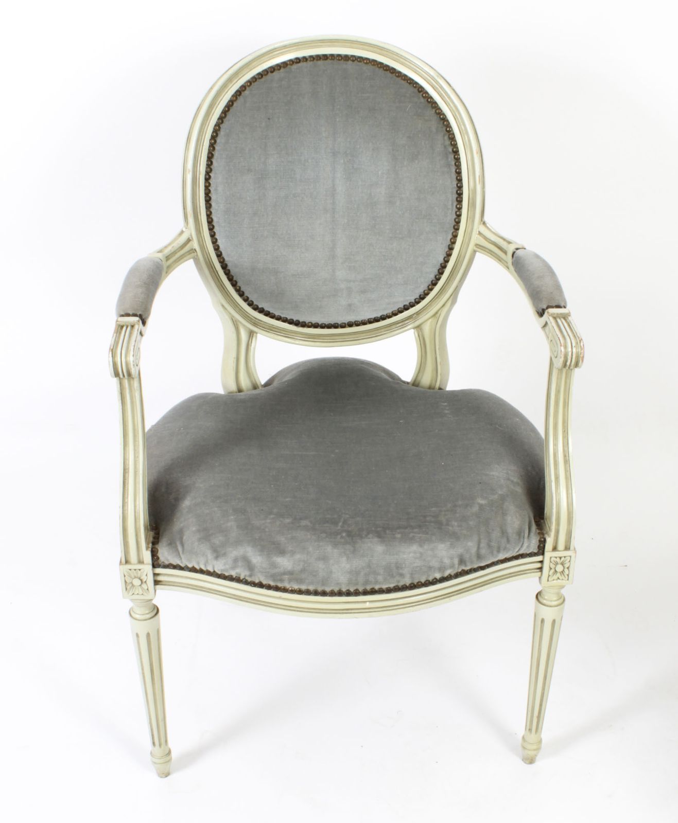 Antique Pair French Louis XVI Revival Painted Armchairs Early 20th Century photo furniture