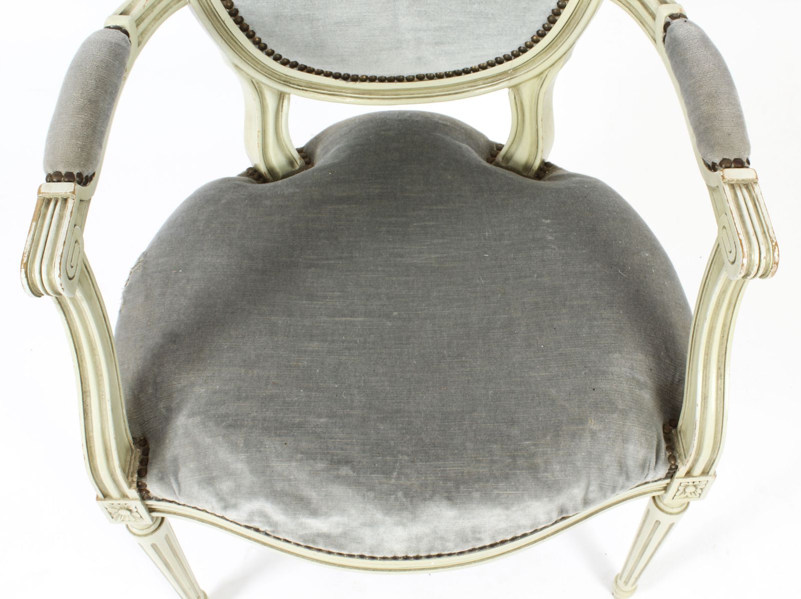 Antique Pair French Louis XVI Revival Painted Armchairs Early 20th Century photo 1350.0
