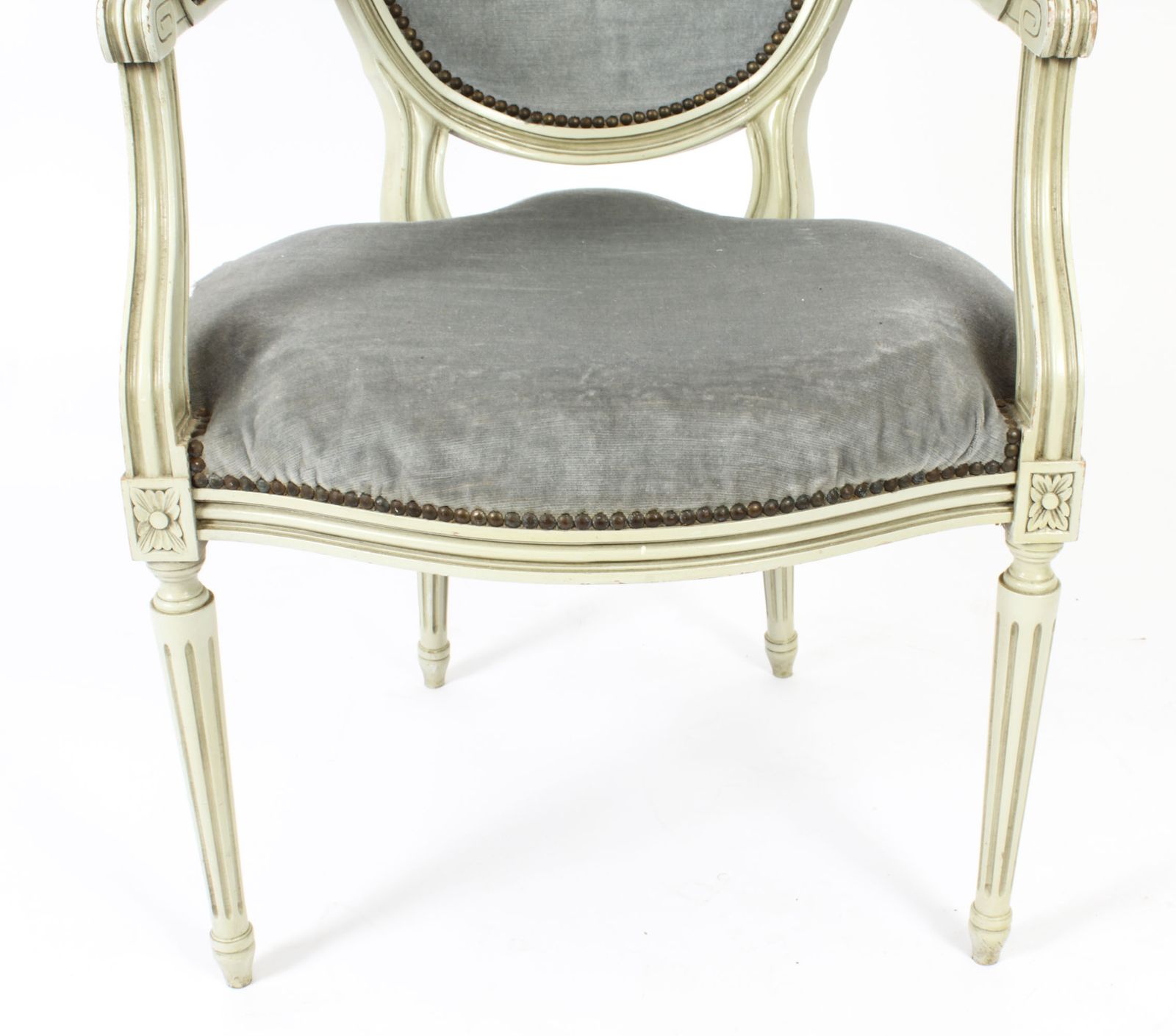 Antique Pair French Louis XVI Revival Painted Armchairs Early 20th Century photo buy