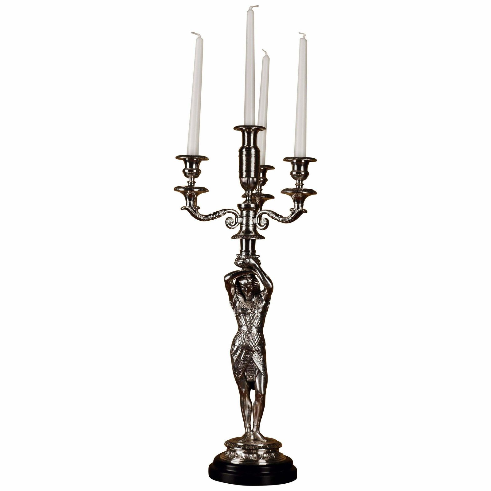 20th Century Empire Style Bronze Figure Formed Candelabra