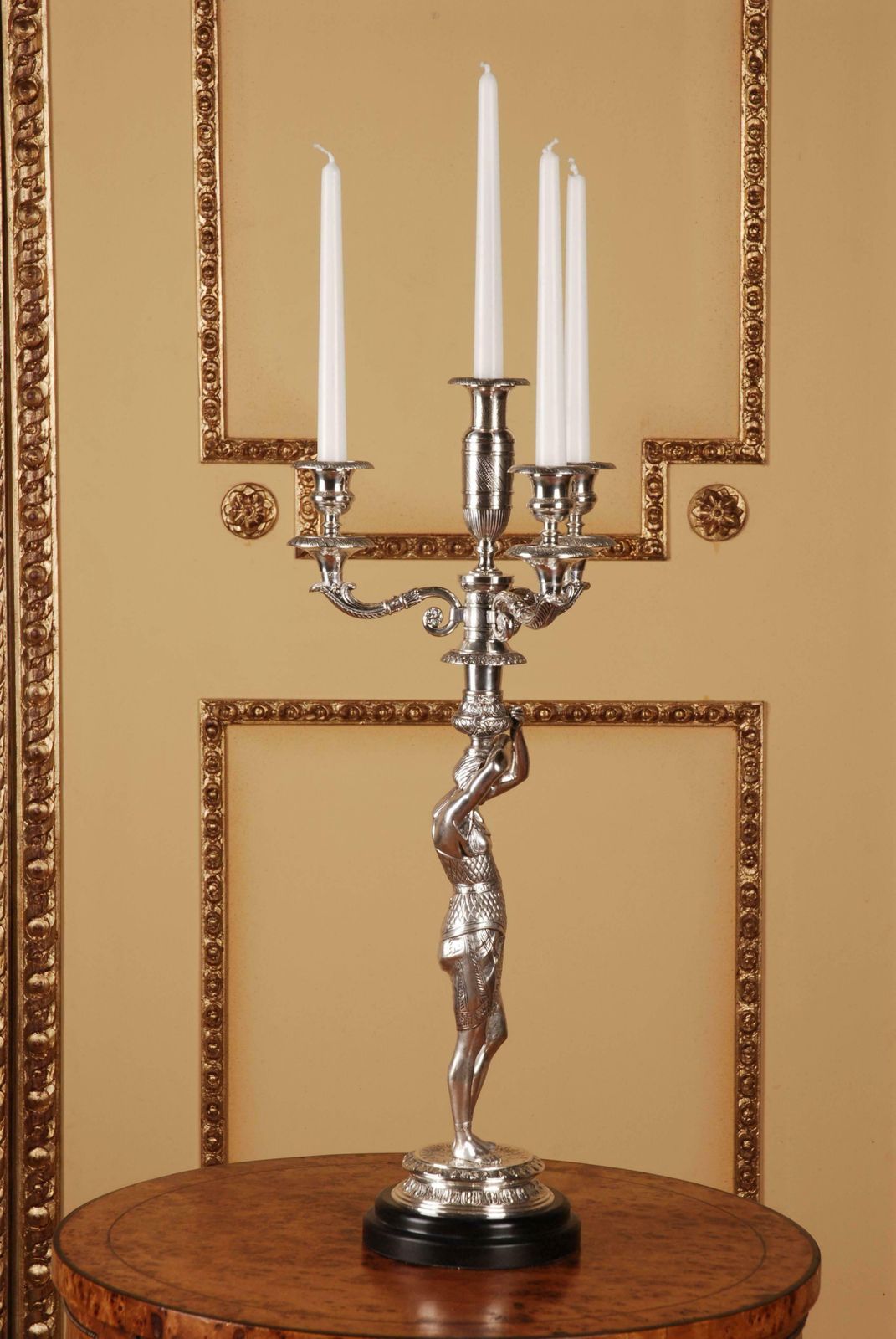 20th Century Empire Style Bronze Figure Formed Candelabra photo for sale