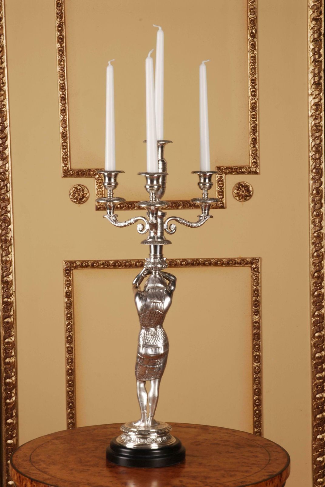 20th Century Empire Style Bronze Figure Formed Candelabra photo Home Decor