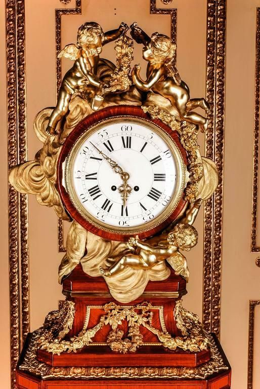 20th Century Louis XVI Style Museum Pedestal Clock After Jean Henri Riesener photo for sale