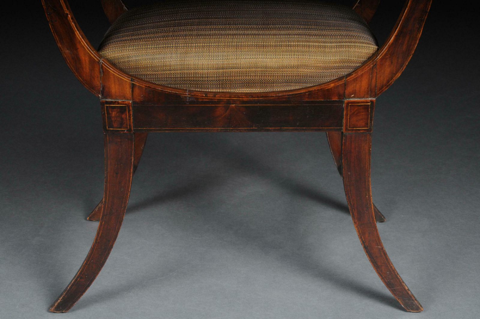 Antique Biedermeier Empire Gondola / Stool, Circa 1820, Horsehair photo vintage