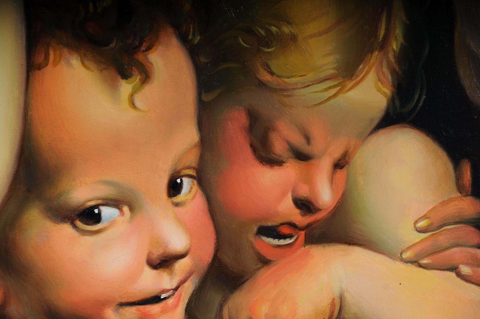 photo vinterior Monumental Oil Painting F. Mazzola, Called Parmigianino   Bow Carving Amor, Rare