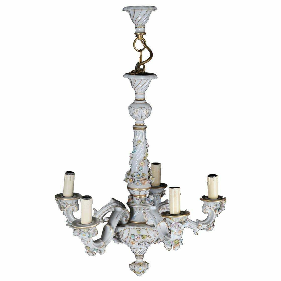 Baroque Porcelain Chandelier/Candelabra, Germany