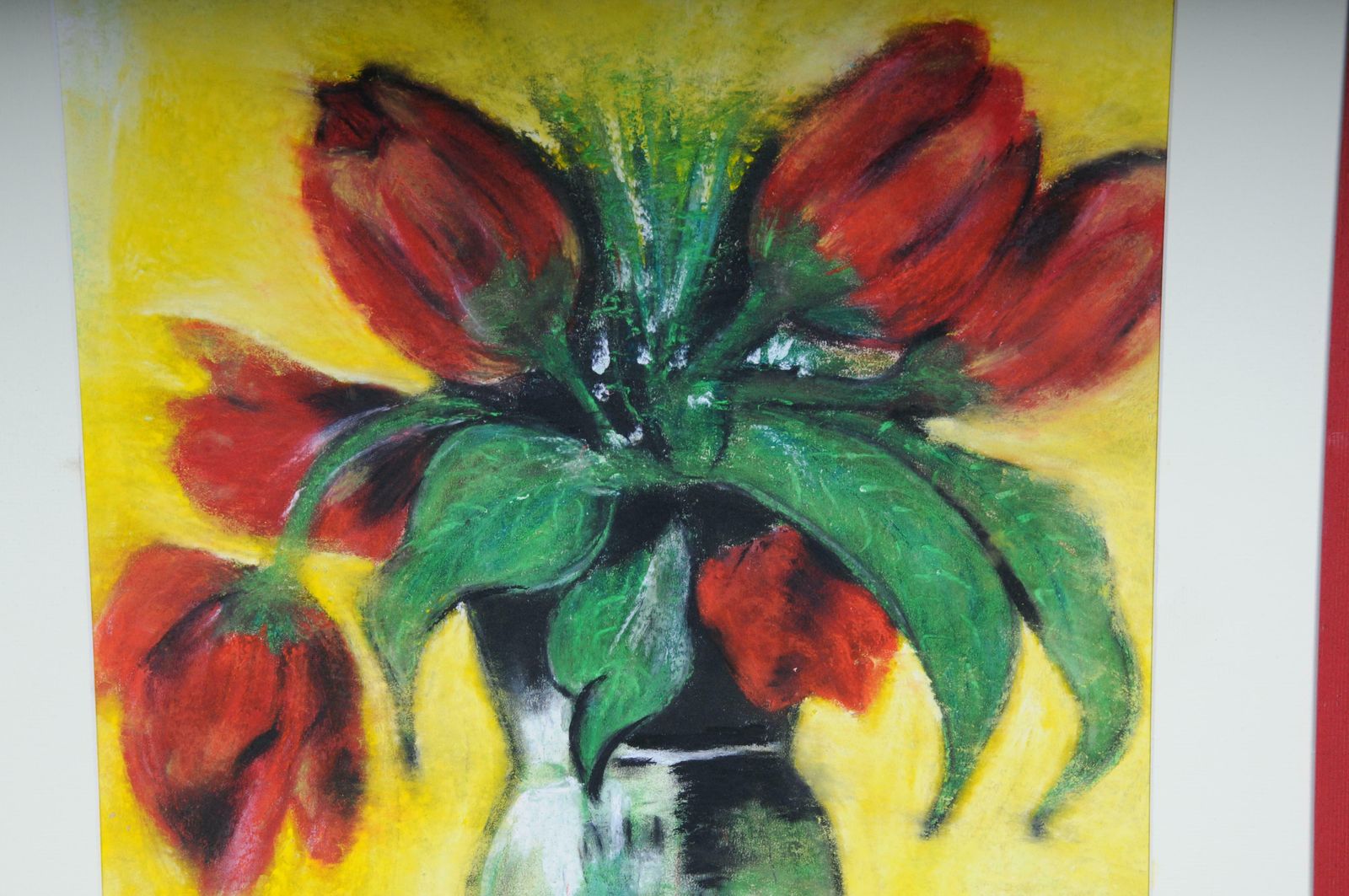 808.0 20th Century Tulips Still Life "Ephemeral Beauty) Pastel On Paper, Signed Ugur photo