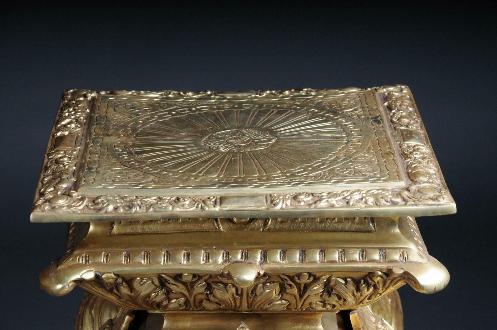 20th Century Massive Finely Engraved Bronze Pillar Or Column, Gold photo for sale