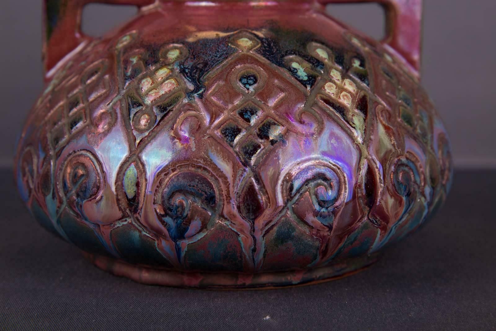 19th Century Art Nouveau Ceramic Vase photo vintage