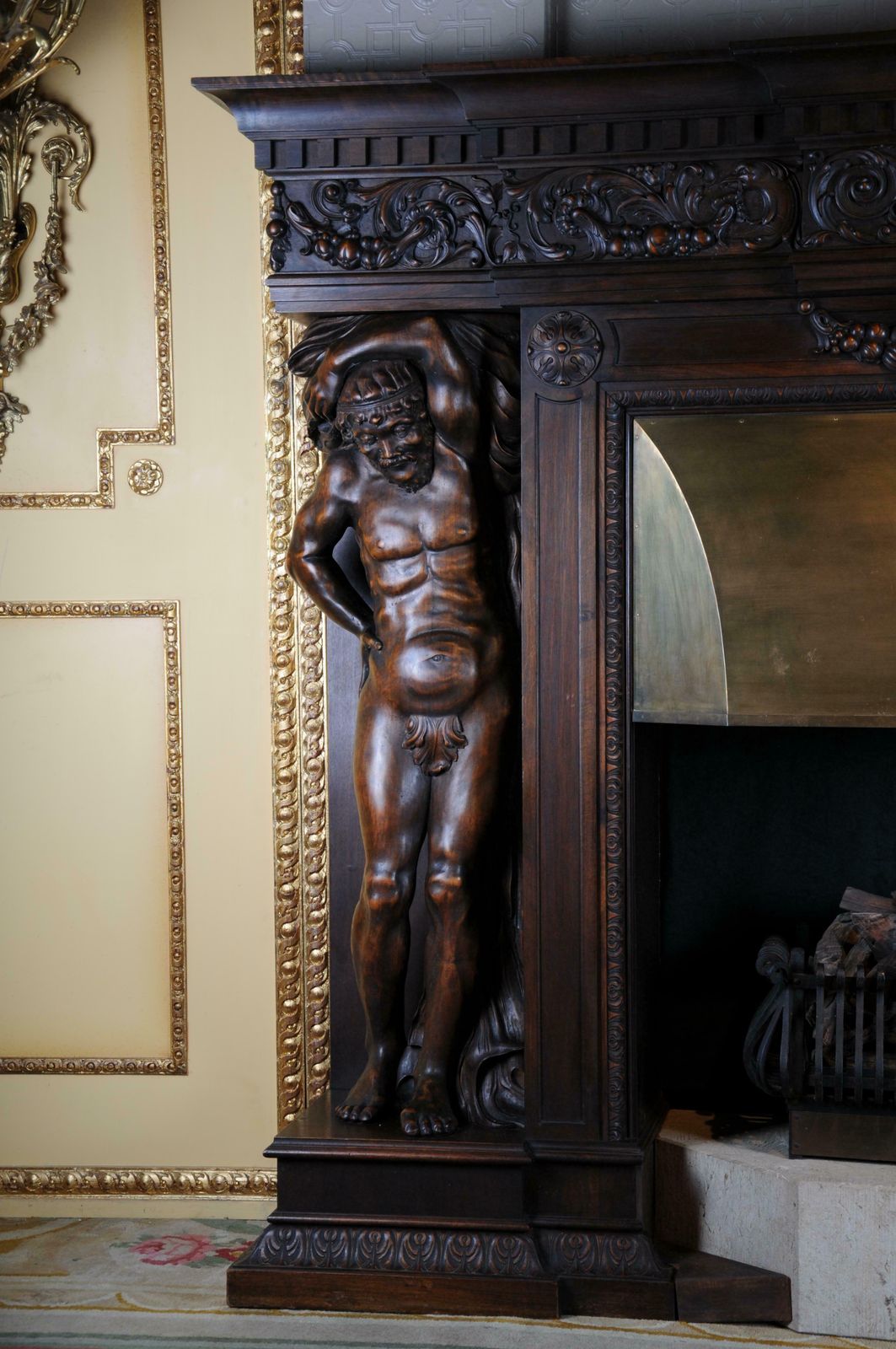 Monumental Figures Fireplace Neo Renaissance 19th Century Walnut photo buy