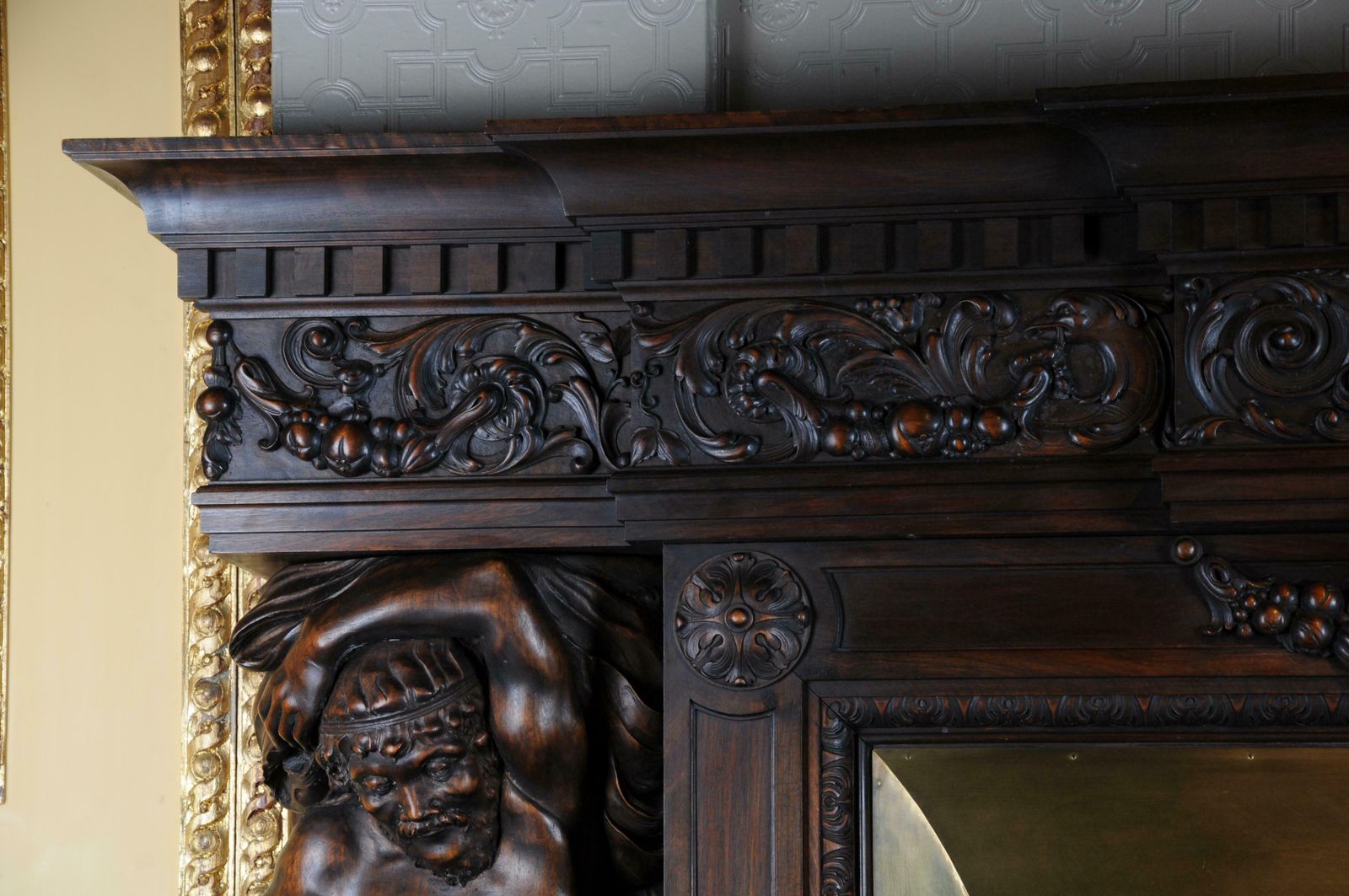 photo buy Monumental Figures Fireplace Neo Renaissance 19th Century Walnut