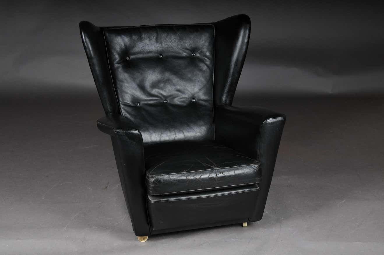 Furniture Vintage Leather Club Chair, Upholstered 1960s 1970s, England London photo