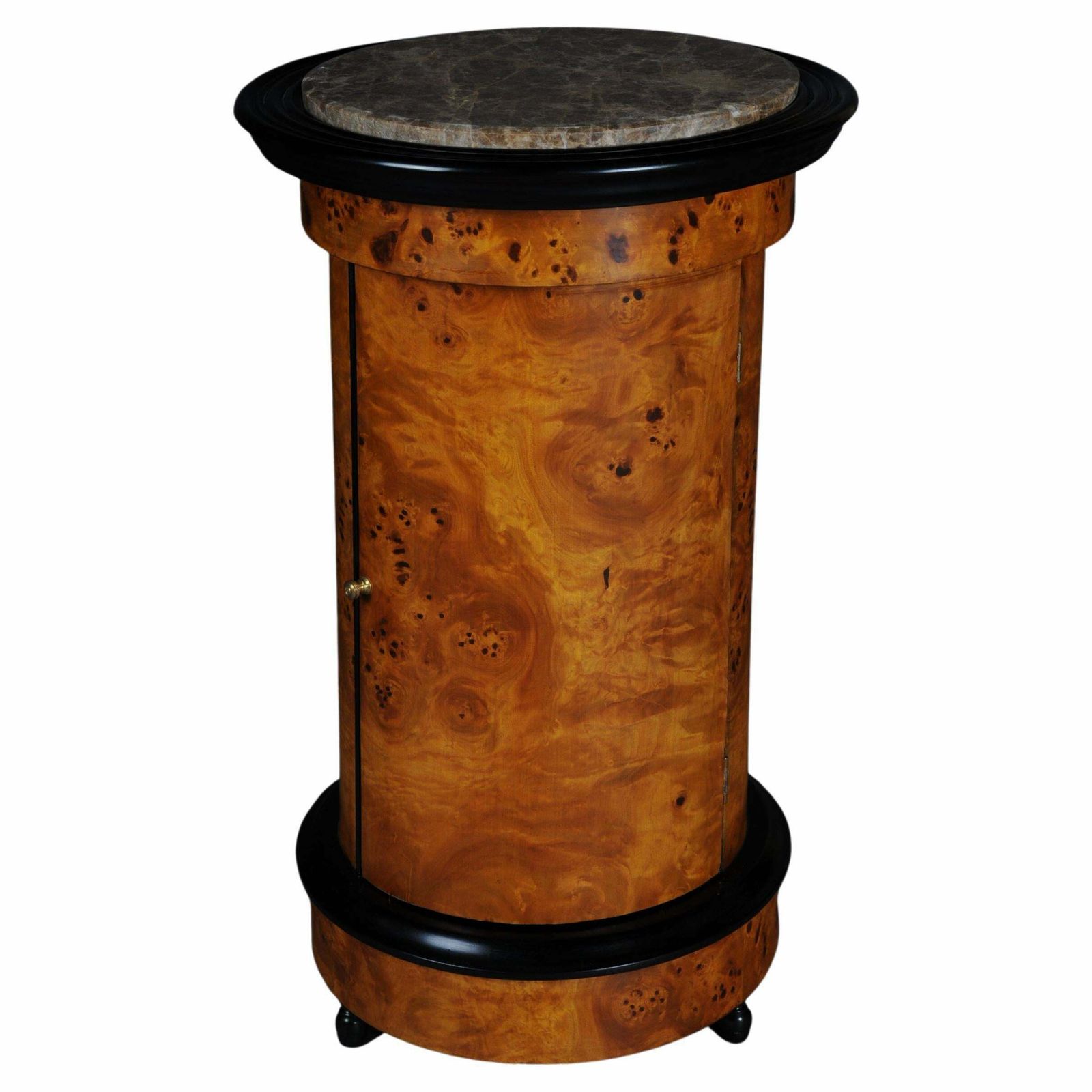 Tonneau, Bar Cabinet, Side Table In Biedermeier Maple Root