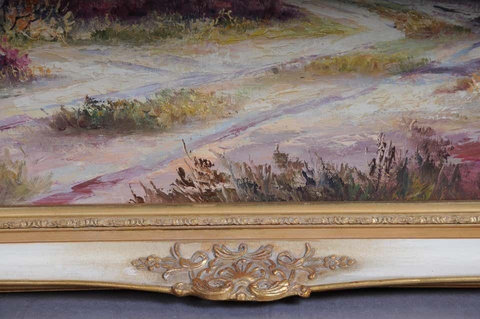 Oil Painting Idyllic Autumn Landscape Signed, 20th Century photo Art