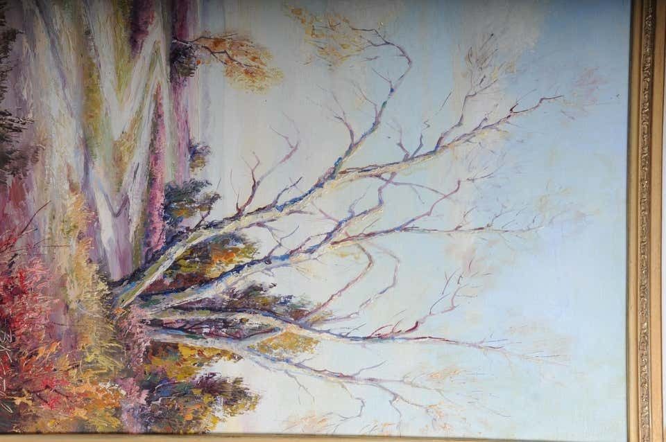 Oil Painting Idyllic Autumn Landscape Signed, 20th Century photo 982.0