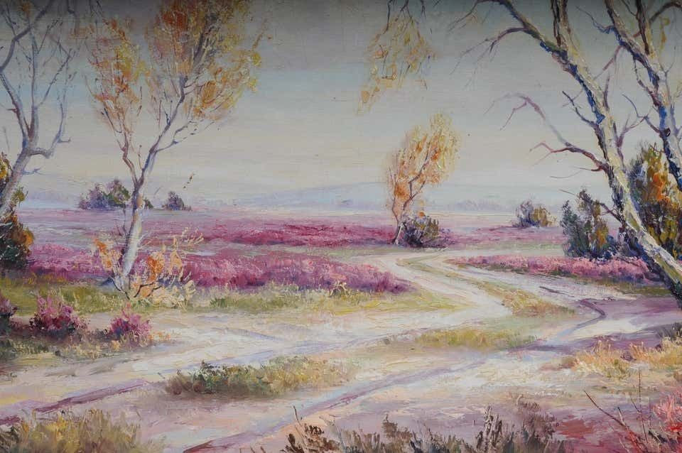 Oil Painting Idyllic Autumn Landscape Signed, 20th Century photo buy