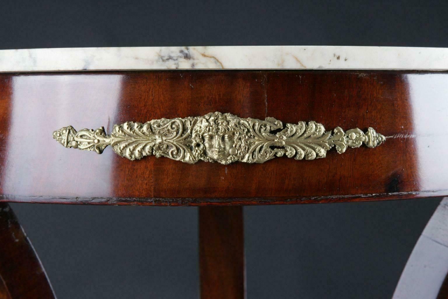 19th Century Empire France Lyra Shaped Curly Legs Side Tables, Circa 1815 photo for sale