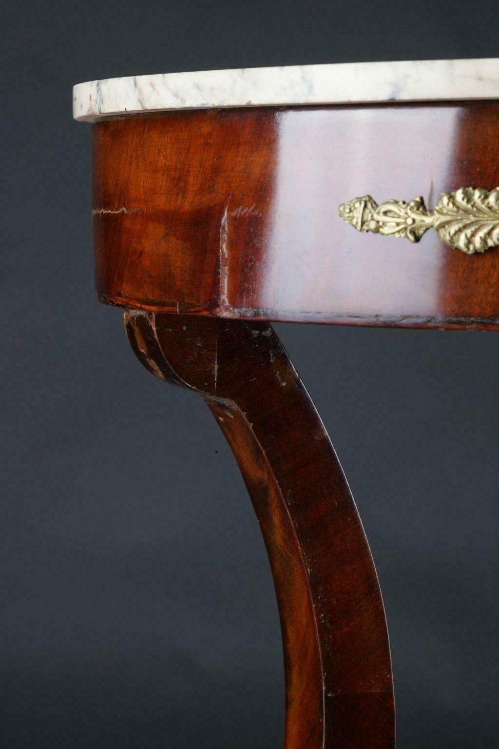 19th Century Empire France Lyra Shaped Curly Legs Side Tables, Circa 1815 photo Furniture
