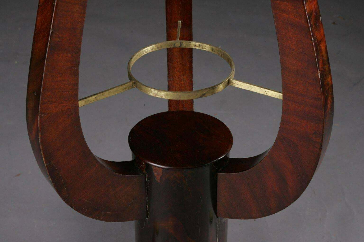 19th Century Empire France Lyra Shaped Curly Legs Side Tables, Circa 1815 photo vinterior