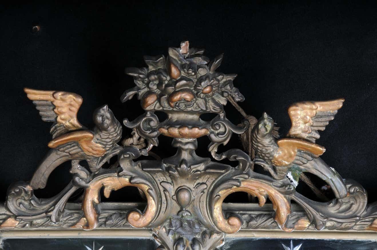 19th Century Antique Historicism Mirror, Around 1870, Gilded photo 3152.0