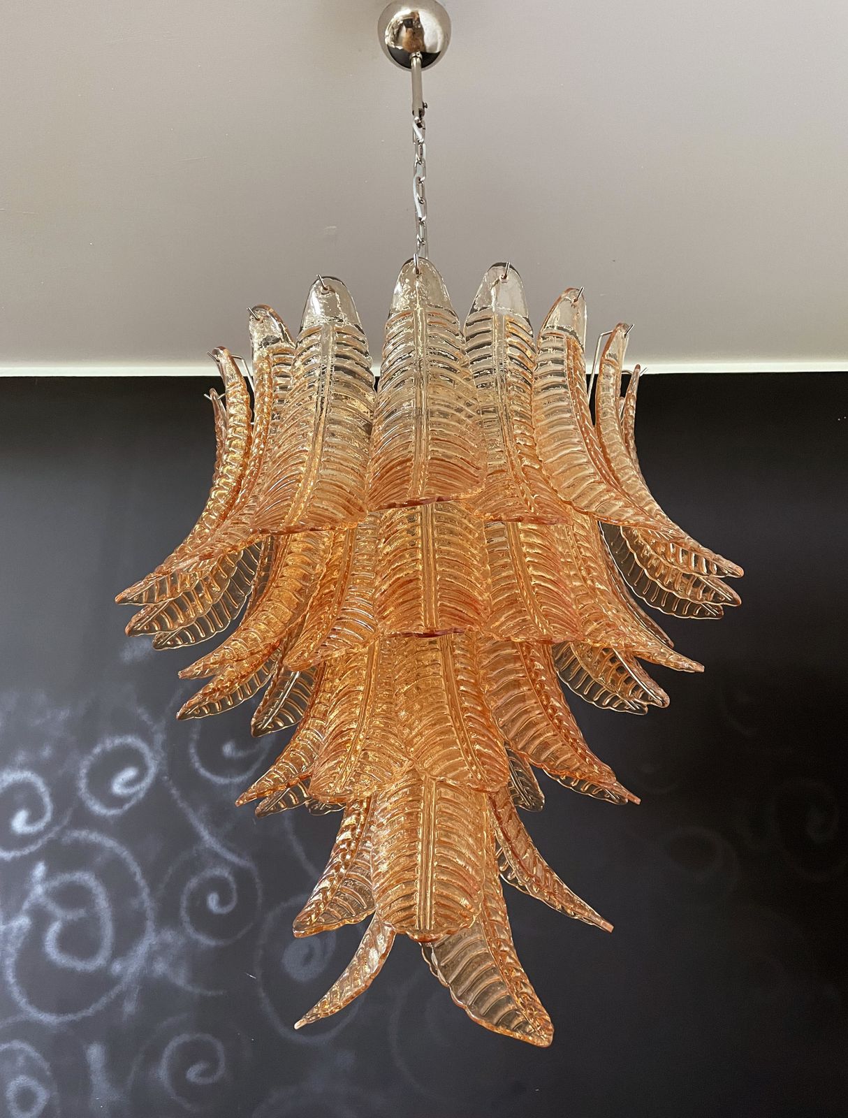 Huge Italian Murano Six Tier Amber Felci Glass Chandelier photo Lighting