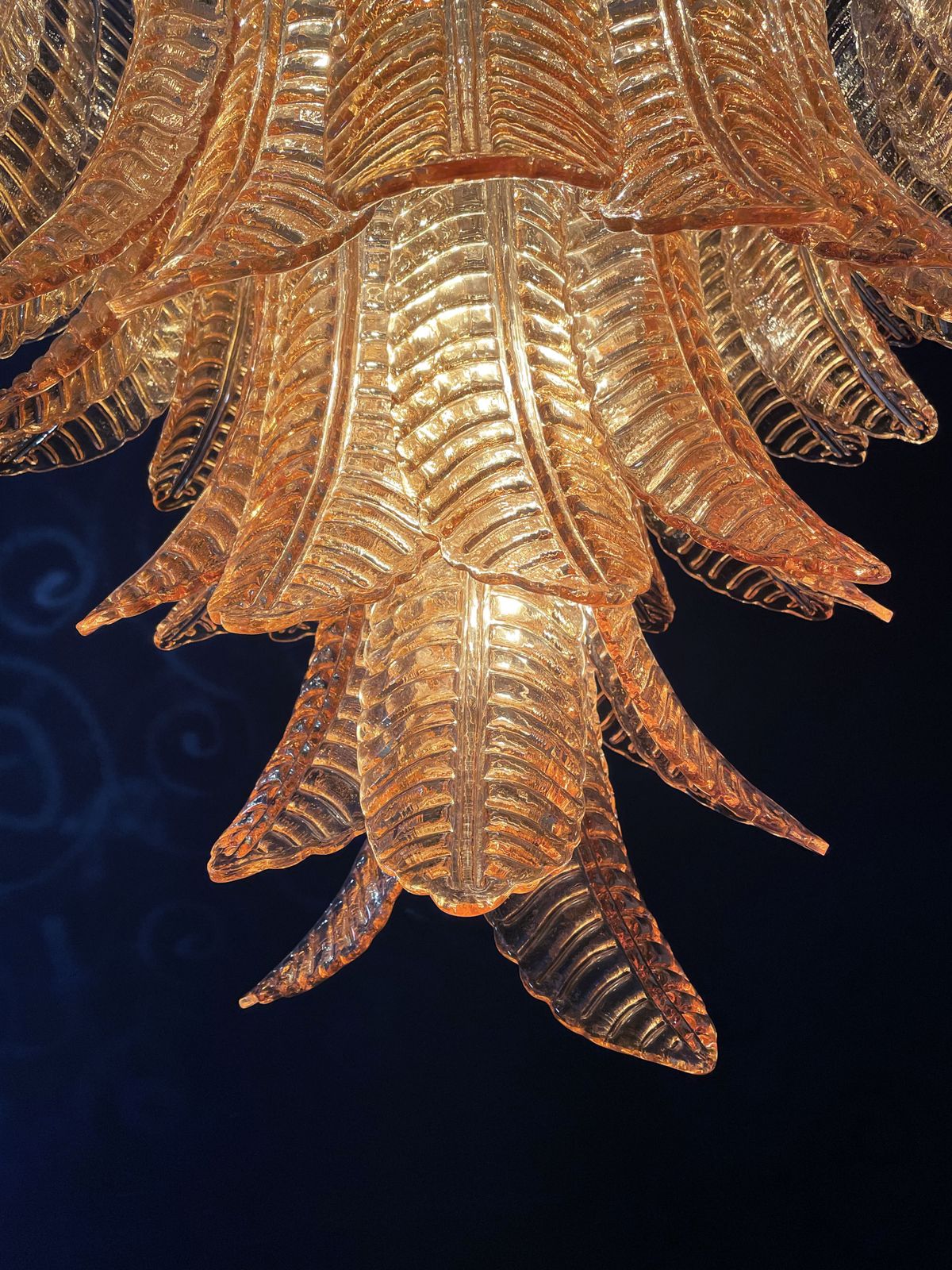 photo furniture Huge Italian Murano Six Tier Amber Felci Glass Chandelier