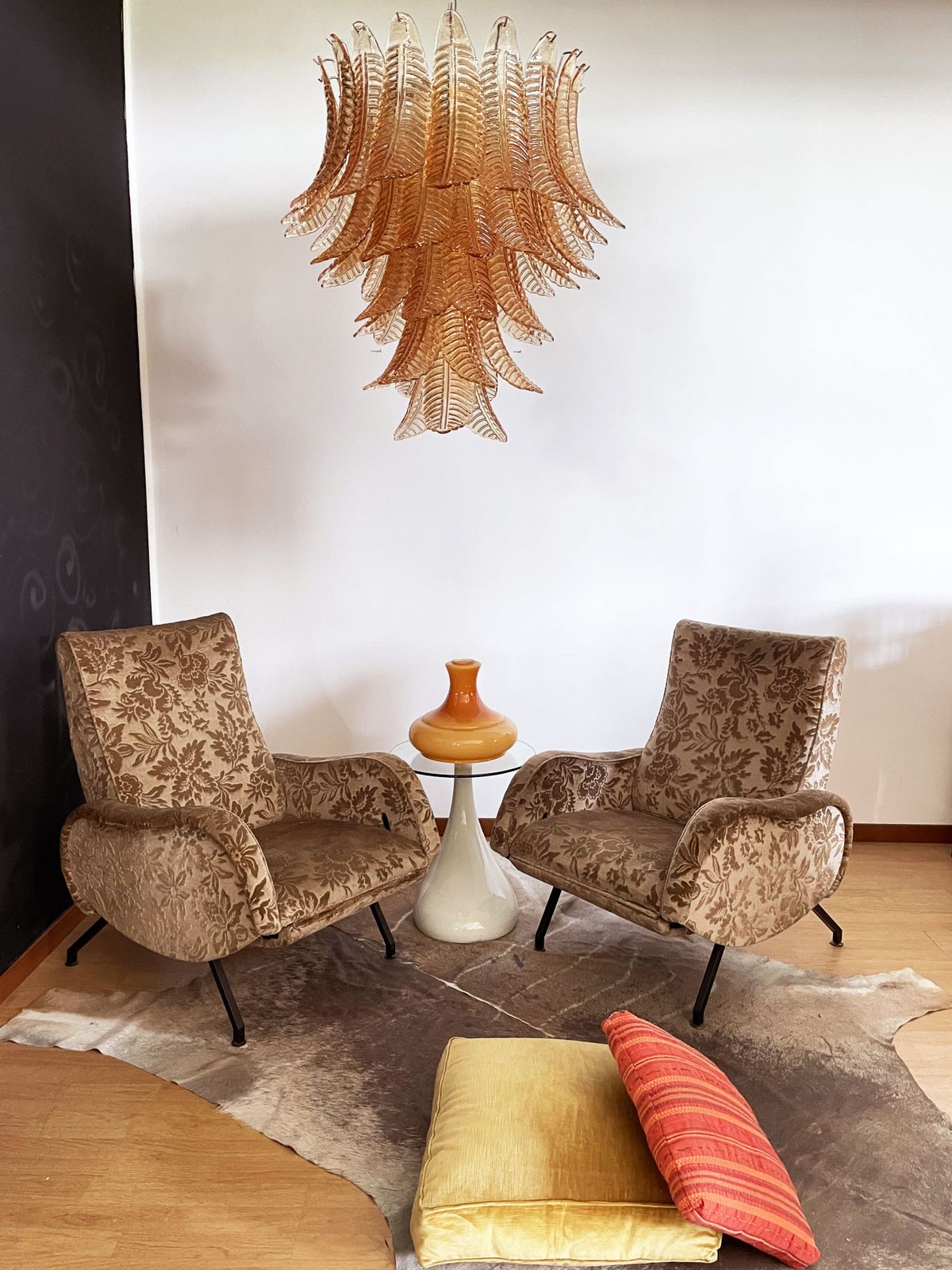 photo vinterior Huge Italian Murano Six Tier Amber Felci Glass Chandelier