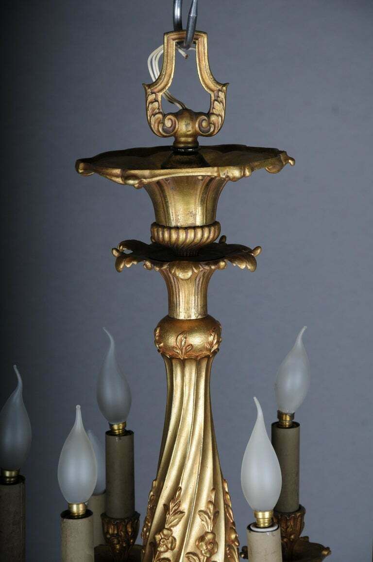 19th Century Ceiling Chandelier France Around 1890 Gold Bronze photo Lighting