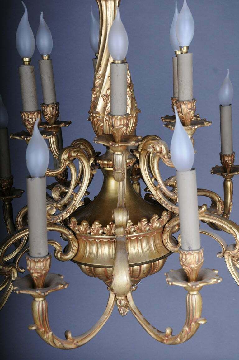 Lighting 19th Century Ceiling Chandelier France Around 1890 Gold Bronze photo
