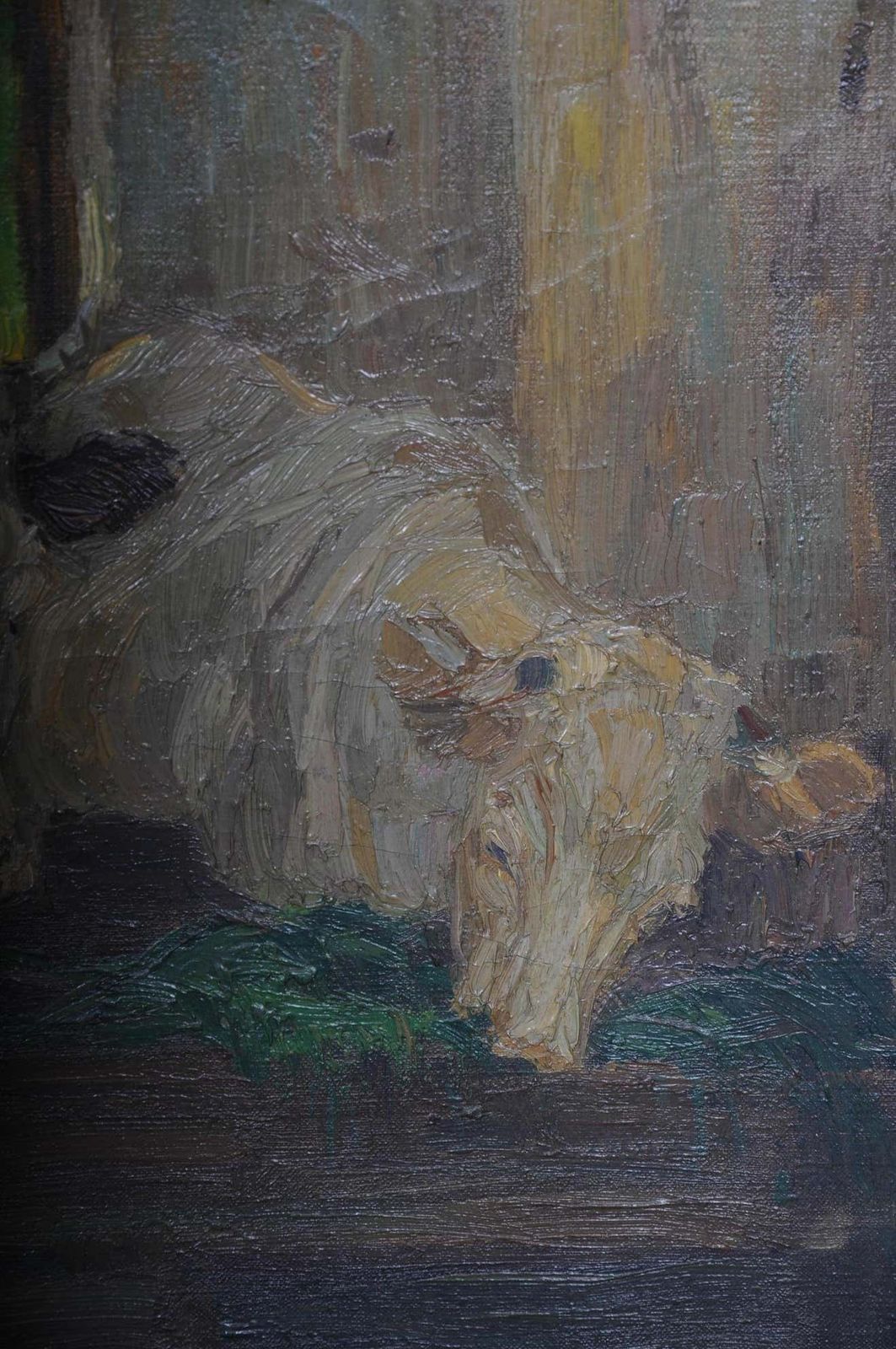 Art Oil Painting Cows In The Stall Sign Felix Eisengräber, 1920 photo