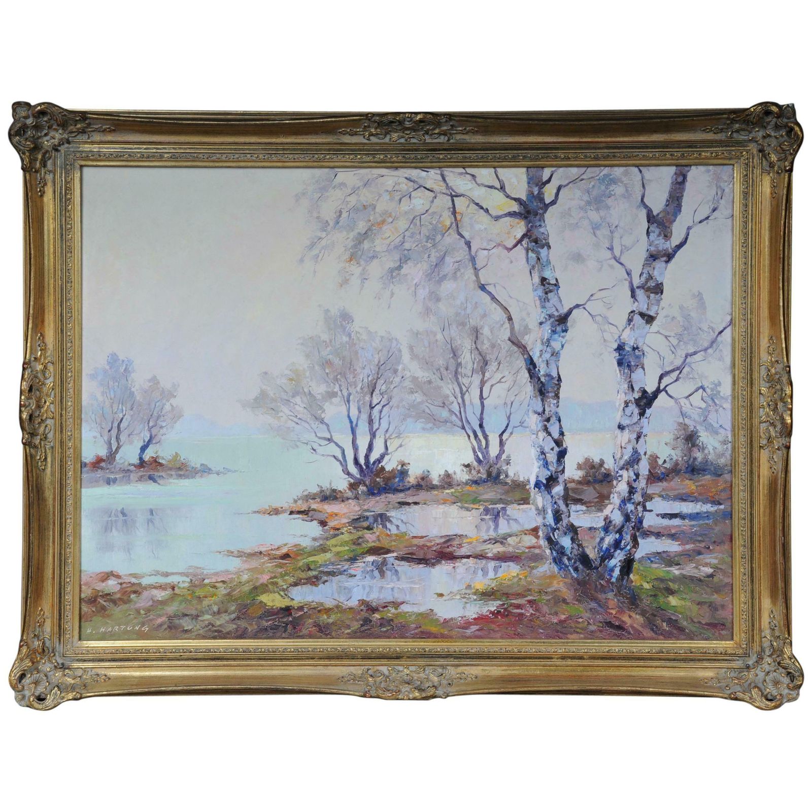 Oil Painting Signed H. Hartung Landscape Painting