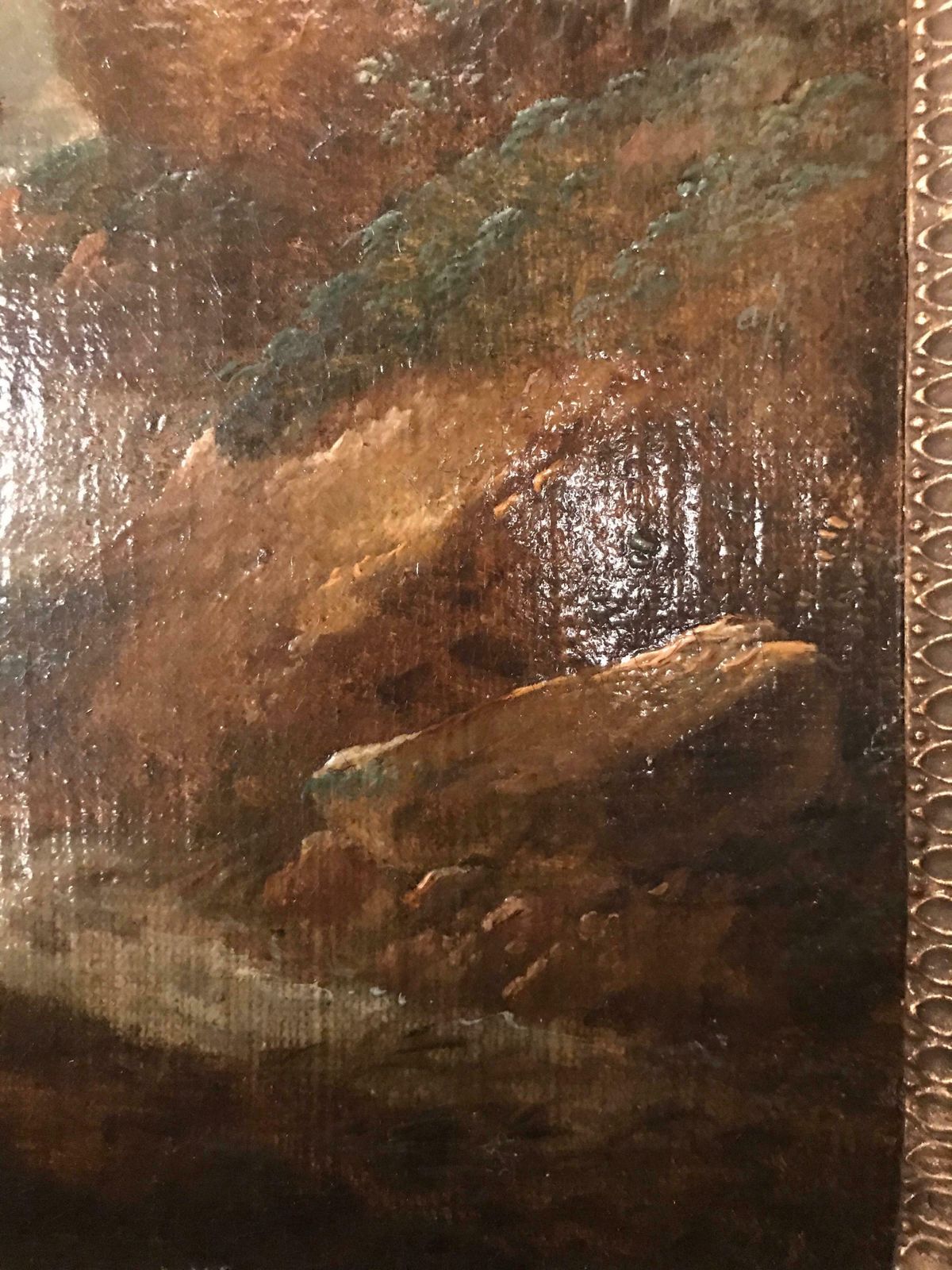Oil Painting Waterfall In The Roman Mountains, 18th Century photo vinterior