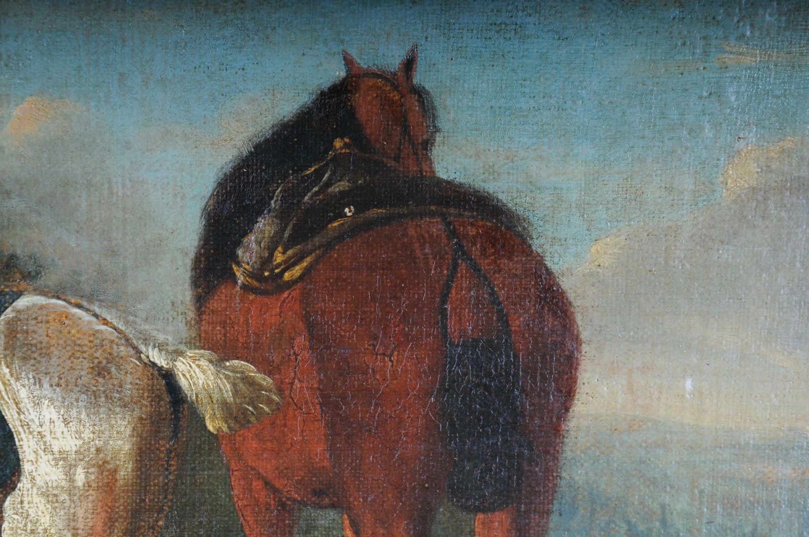 Old Oil Painting Illustration 2 Horses On The Landscape photo Art
