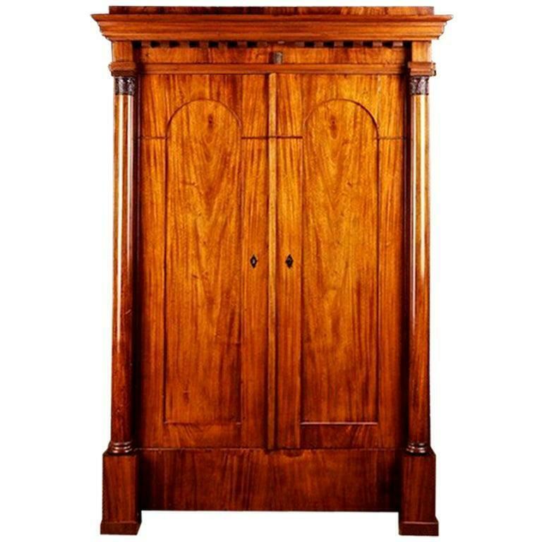 19th Century Biedermeier Style Mahogany Armoire