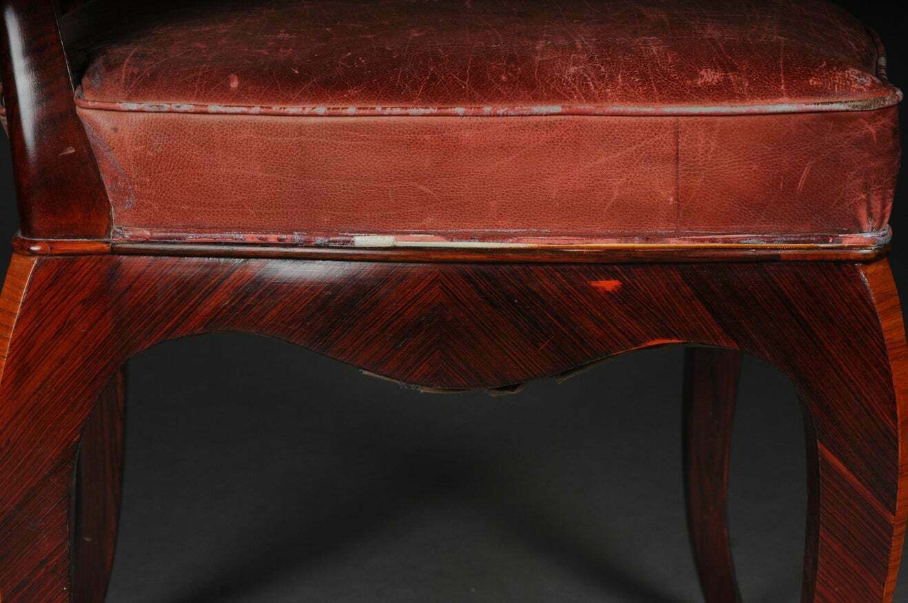 photo for sale French Chair Leather Covered Tulip Veneer Louis Quinze  Circa 1890