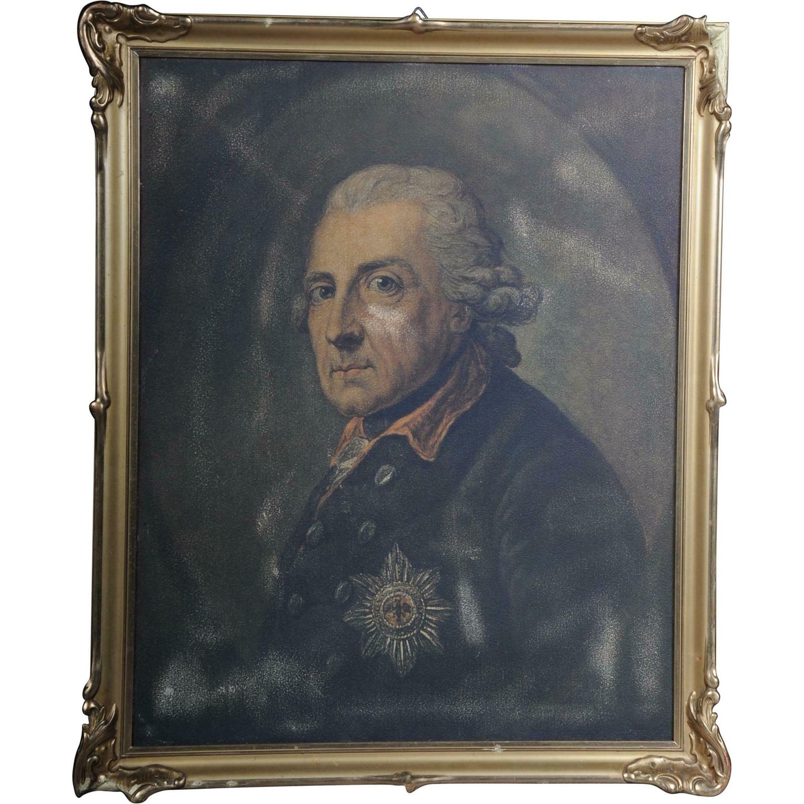Old Painting Portrait Of Fridrich II The Great 20th Century After A Graff