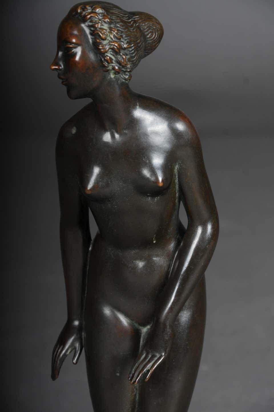 Bronze Artist Figure "Naked Woman" By Max D. Hermann Fritz photo Home Decor