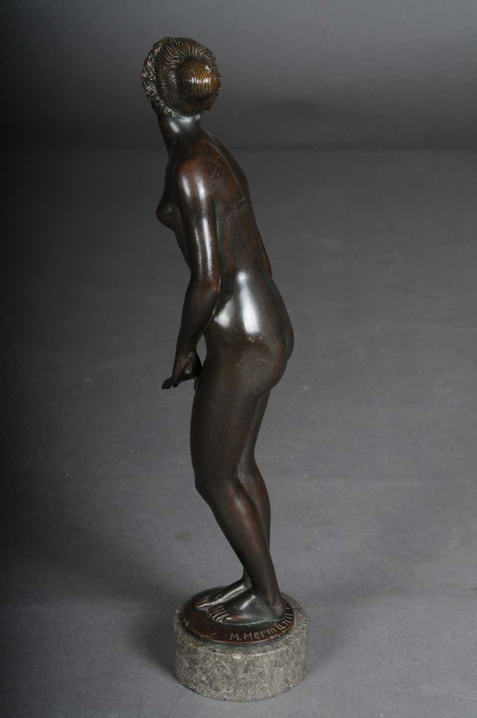 photo vinterior Bronze Artist Figure "Naked Woman" By Max D. Hermann Fritz
