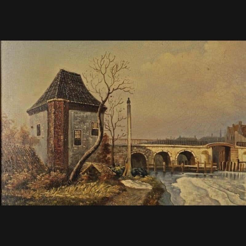 20th Century Naturalist Oil Painting Haldenthor In Aarau photo Art