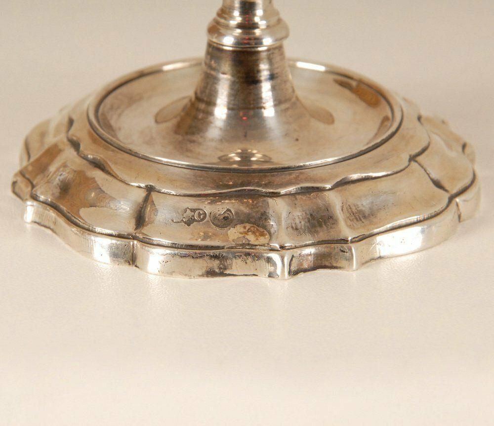 18th Century Sterling Silver Italian Rococo Style Candelabra, Set Of 2 photo for sale