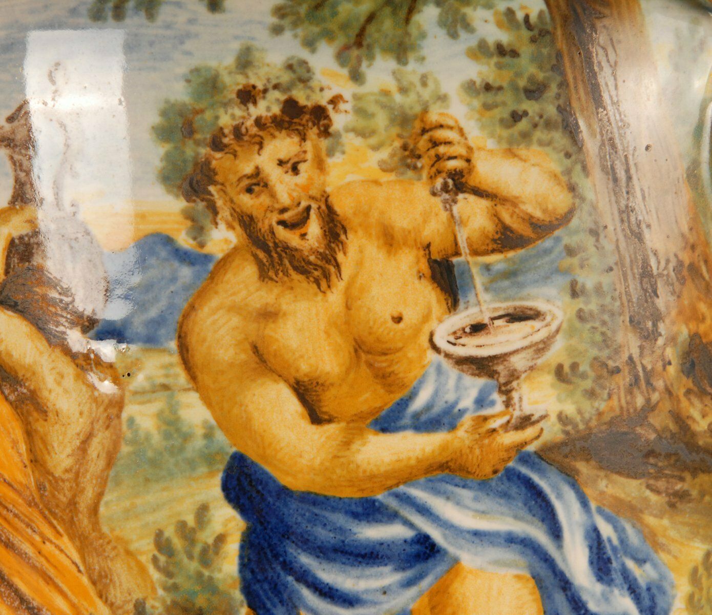Home Decor Tall Italian Majolica Serpentine Handles Vase With Separate Base Depicting Mythological Scene By Annibale Carracci, Farnese Gallery, Rome, 1597 photo