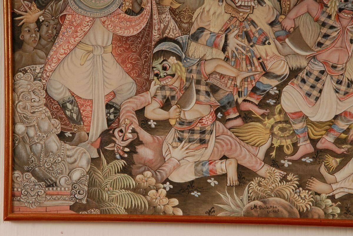 1819.0 Mid Century Indonesian Painting Of Carnival On Bali Ubud By M. Sudarta, 1960s photo